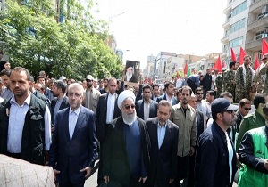 حضور رئیس جمهور در راهپیمایی روز قدس + فیلم