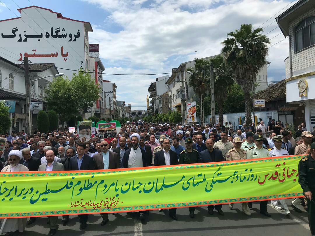 عکس&zwnj; ها و حاشیه&zwnj;های راهپیمایی قدس ۹8 در شهرستان های گیلان  + عکس