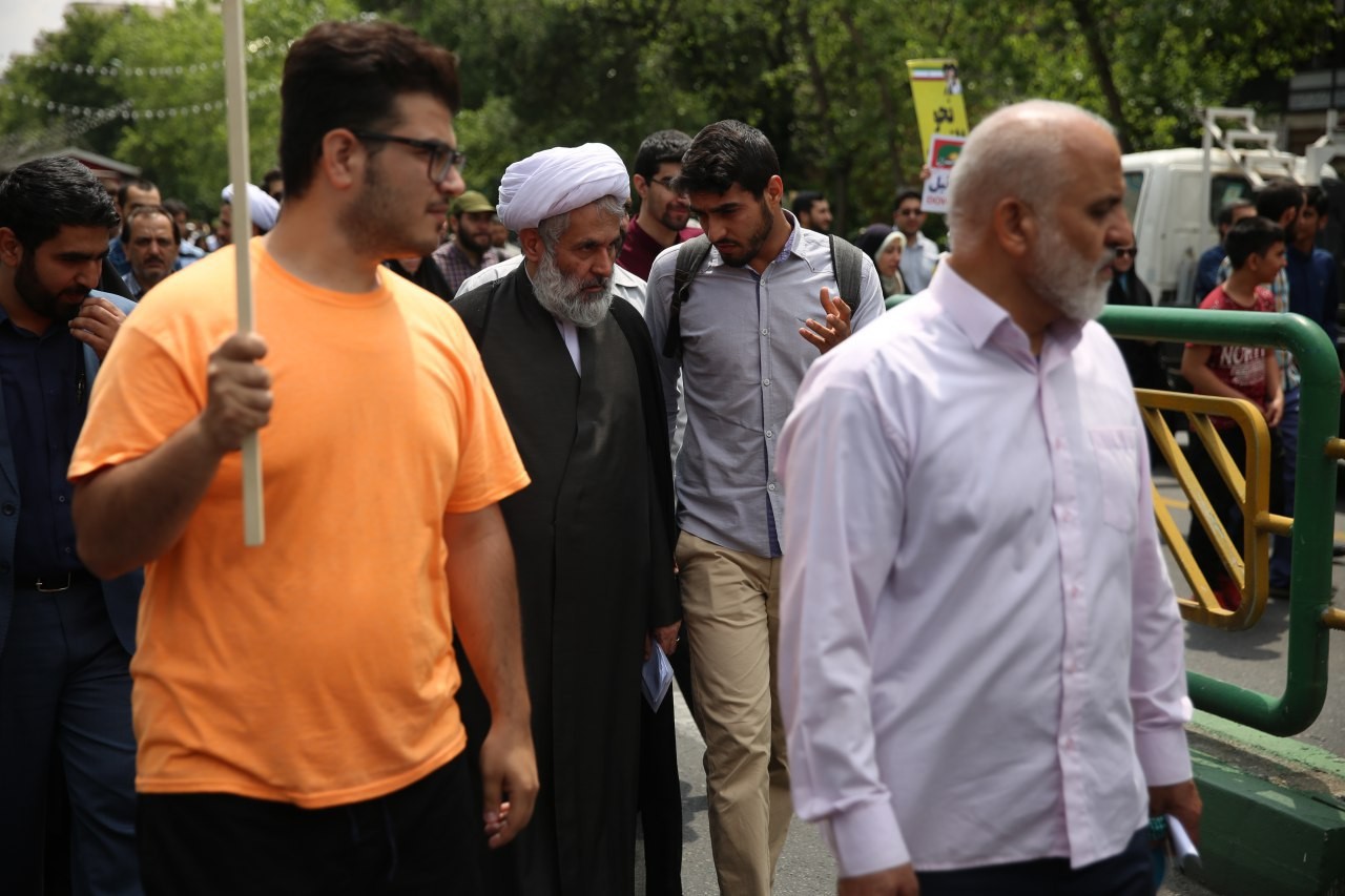 حضور حجت الاسلام طائب در جمع راهپیمایان روز قدس +تصاویر