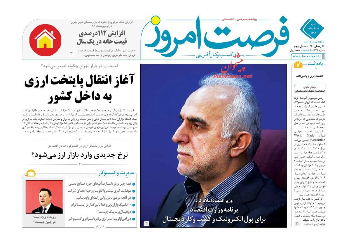 صفحه نخست روزنامههای اقتصادی ۱۱ خرداد صفحه نخست روزنامههای اقتصادی ۱۱ خرداد