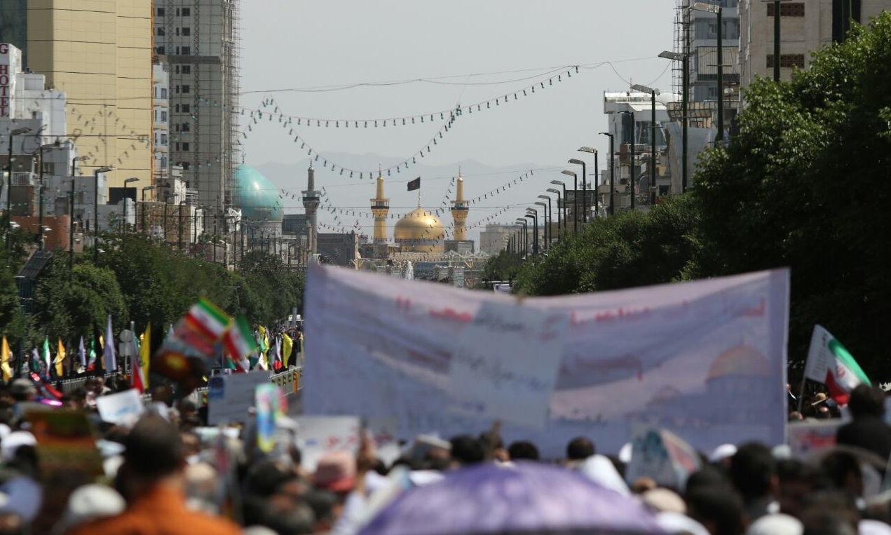 طنین فریاد مرگ بر اسرائیل در دیار امام مهربانی ها/همبستگی مردم مشهد با ملت مظلوم فلسطین