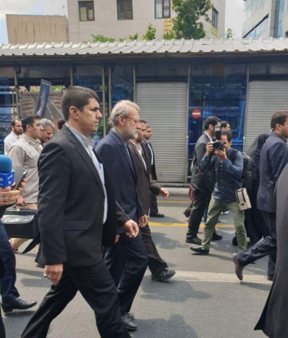 علی لاریجانی از محدوده خیابان فردوسی تهران به راهپیمایی روز جهانی قدس پیوست