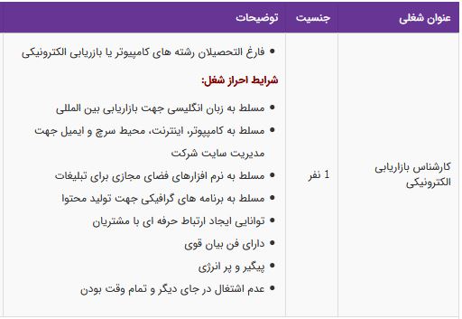 استخدام کارشناس بازاریابی الکترونیکی مسلط به زبان انگلیسی