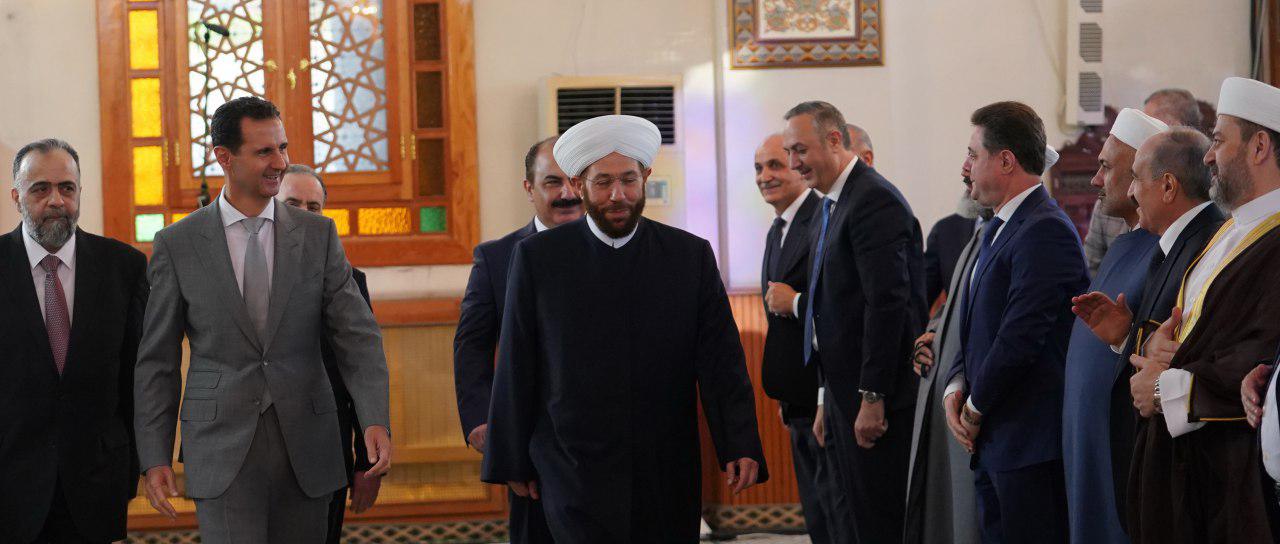 بشار اسد در نماز عید فطر دمشق حضور پیدا کرد + تصاویر