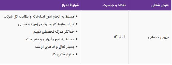 استخدام نیروی خدماتی آقا مسلط به امور پذیرایی و تشریفات-تهران