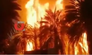 آتشسوزی گسترده در نخلستانهای جومه الجندل در عربستان آتشسوزی گسترده در نخلستانهای جومه الجندل در عربستان