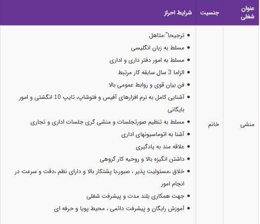 استخدام منشی خانم با حقوق ثابت و بیمه در تهران
