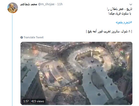 #شجره_ملعونه /دیر نباشد که انتقام هتک حرمت قبور بقیع را خواهیم گرفت +تصاویر