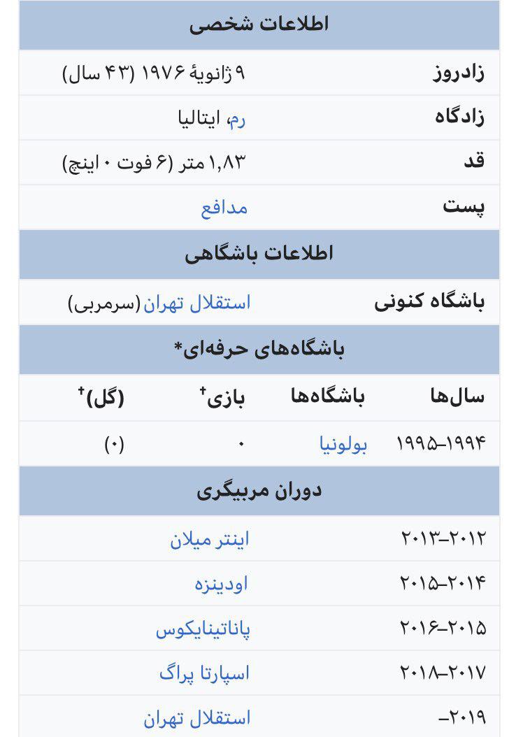 بیوگرافی استراماچونی، سرمربی جدید استقلال تهران