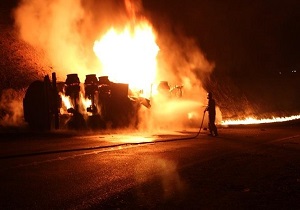 جان باختن یک نفر در انفجار تانکر مواد سوختنی