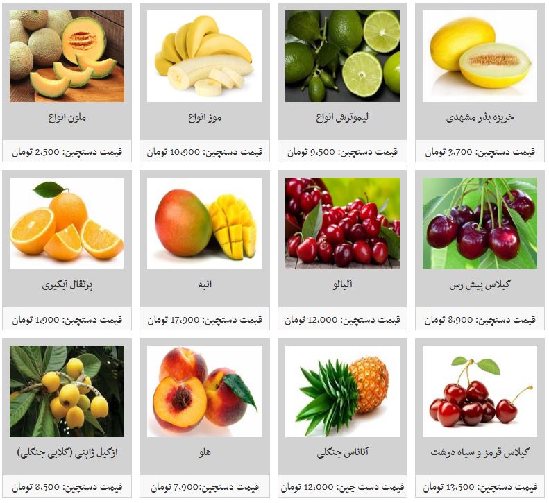 قیمت میوه