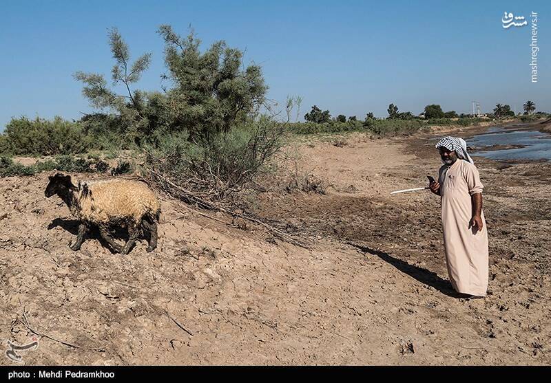 کاهش شدید آب رودخانه کرخه نور + عکس