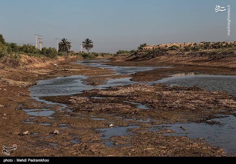 کاهش شدید آب رودخانه کرخه نور + عکس