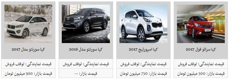 محصولات کیاموتورز چند؟