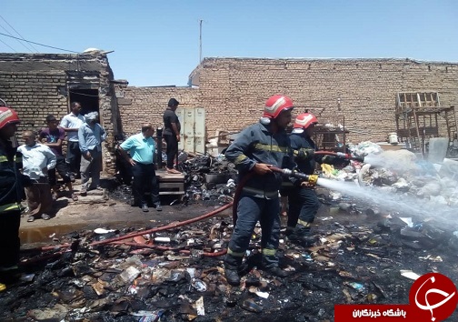 آتش سوزی انبار ضایعات واقع در روستای ام التلول