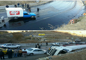 واژگونی تانکر حامل مواد سوختی روستای برقرو در کردستان