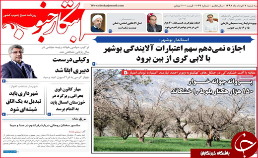 نیم صفحه نخست روزنامه&zwnj;های استانی؛