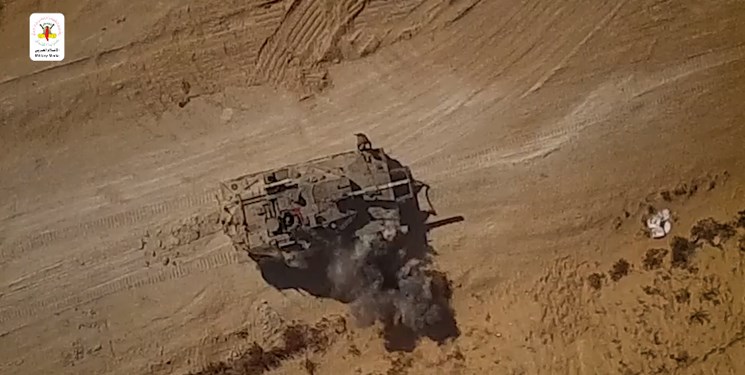 اتفاقی که برای اولین بار در تاریخ مقاومت فلسطین رخ داد/ انهدام خودرو نظامی صهیونیست‌ها با پهپاد +فیلم