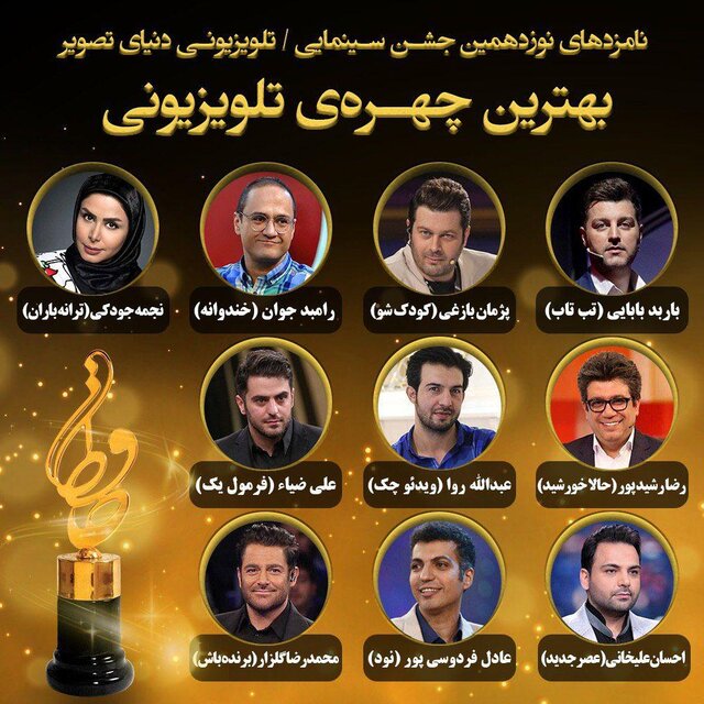 معرفی نامزد&zwnj;های جایزه بهترین چهره تلویزیونی نوزدهمین جشن حافظ