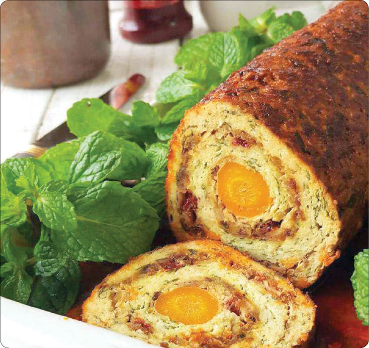 رولت گوشت و مرغ تابلوی نقاشی از گوشت و سبزیجات + دستور تهیه