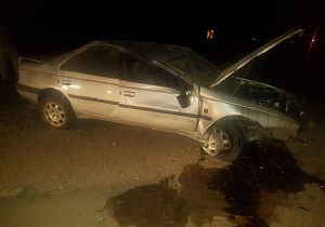 واژگونی پژو در محور جعفرآباد به گهرو