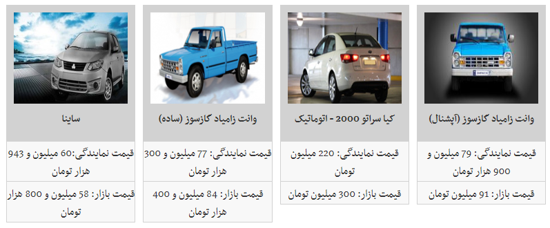 محصولات سایپا + قیمت /