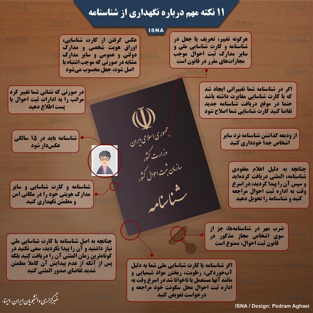 ۱۱ نکته مهم درباره نگهداری از شناسنامه + اینفوگرافی