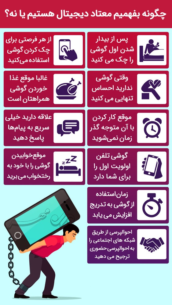 چگونه بفهمیم معتاد دیجیتال هستیم یا نه؟ +اینفوگرافی