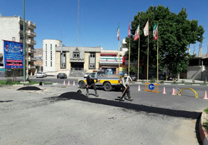 اجرای عملیات لکه گیری نوار حفاری میدان توحید
