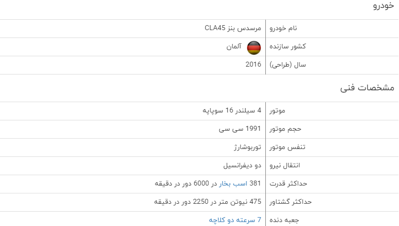 بررسی فنی بنز CLA۴۵ فول ۲۰۱۷ + مشخصات