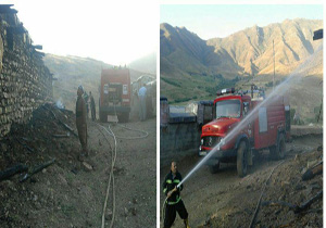 آتش‌سوزی انبار علوفه در روستای بینگوین مهاباد