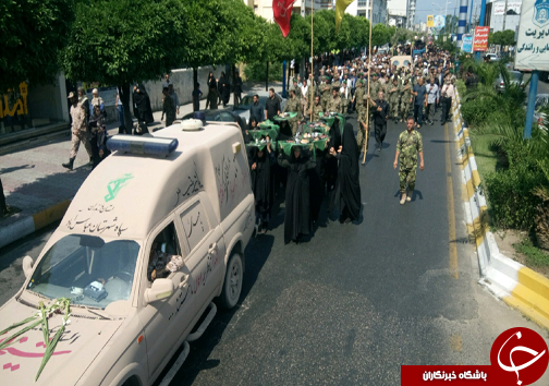 تشییع پیکر پاک و مطهر ۸ شهید گمنام دوران دفاع مقدس دقایقی قبل  در مازندران +تصاویر