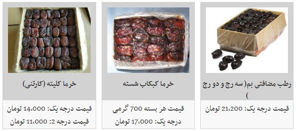قیمت انواع خرما + جدول