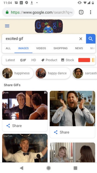 ویژگی جدید گوگل برای به&zwnj;اشتراک&zwnj;گذاری آسان تصاویر Gif