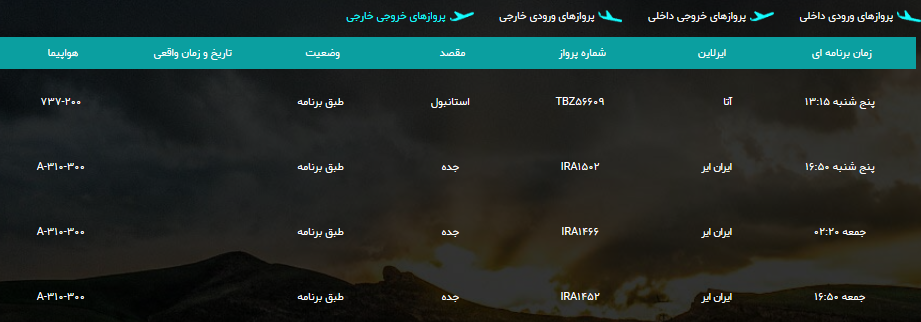 پرواز&zwnj;های پنج شنبه دهم مرداد ماه فرودگاه ارومیه