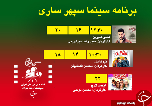 برنامه اکران سینما&zwnj;های مازندران