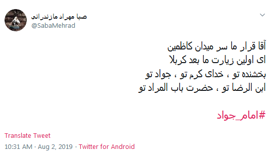 #جواد_الائمه/ بعد از حسین هیچ امامی به وقت مرگ، مثل تو ای ولی خدا  تشنه جان نداد