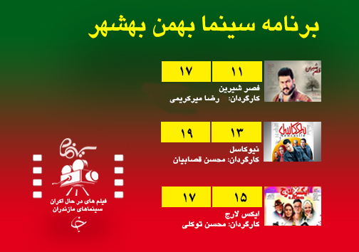 برنامه اکران سینما&zwnj;های مازندران