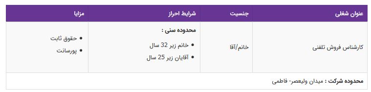 استخدام کارشناس فروش تلفنی در تهران
