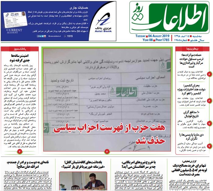 تصاویر صفحه اول روزنامه های افغانستان/ 15 اسد