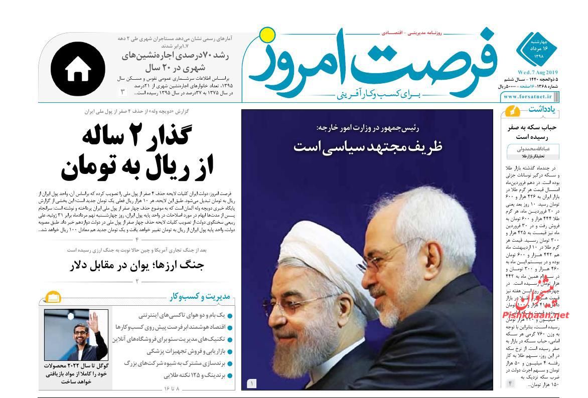 صفحه نخست روزنامه&zwnj;های اقتصادی ۱۶ مرداد