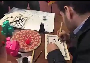 صف نظامیان خارجی علاقمند به خط نستعلیق ایرانی در روسیه + فیلم