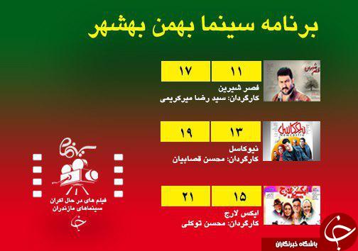 برنامه اکران سینما&zwnj;های مازندران