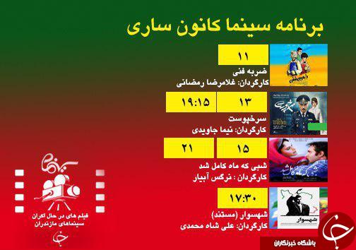 برنامه اکران سینما&zwnj;های مازندران