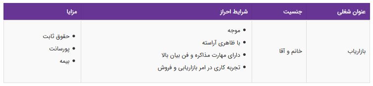 استخدام بازاریاب در یک شرکت معتبر