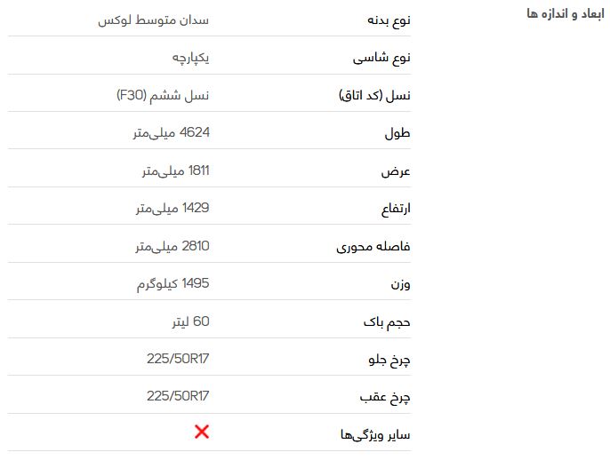 ب ام و سری ۳ سدان + مشخصات