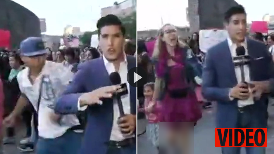 کوبیدن مشت به صورت خبرنگار حین گزارش زنده تلویزیونی! + فیلم///دوشنبه صبح