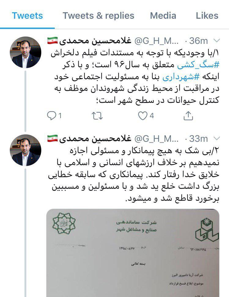 واکنش مدیریت شهری به انتشار فیلم سگ کشی