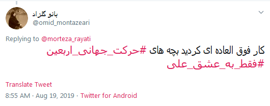 #حرکت_جهانی_اربعین/ فقط به عشق علی(ع) از قربان تا غــدیر چهره دنیا را زیباتر خواهیم کرد