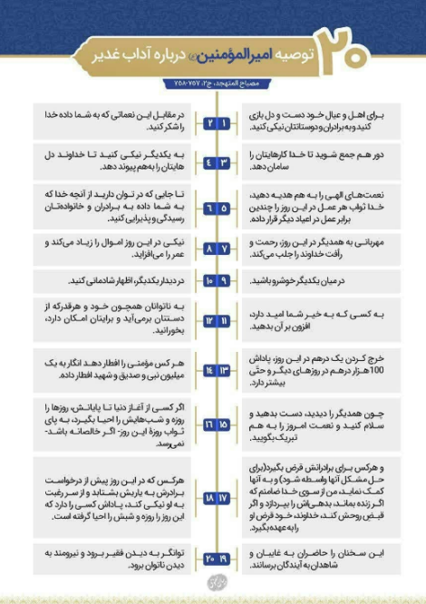 توصیههای امام علی (ع) در روز عید غدیر توصیههای امام علی (ع) در روز عید غدیر